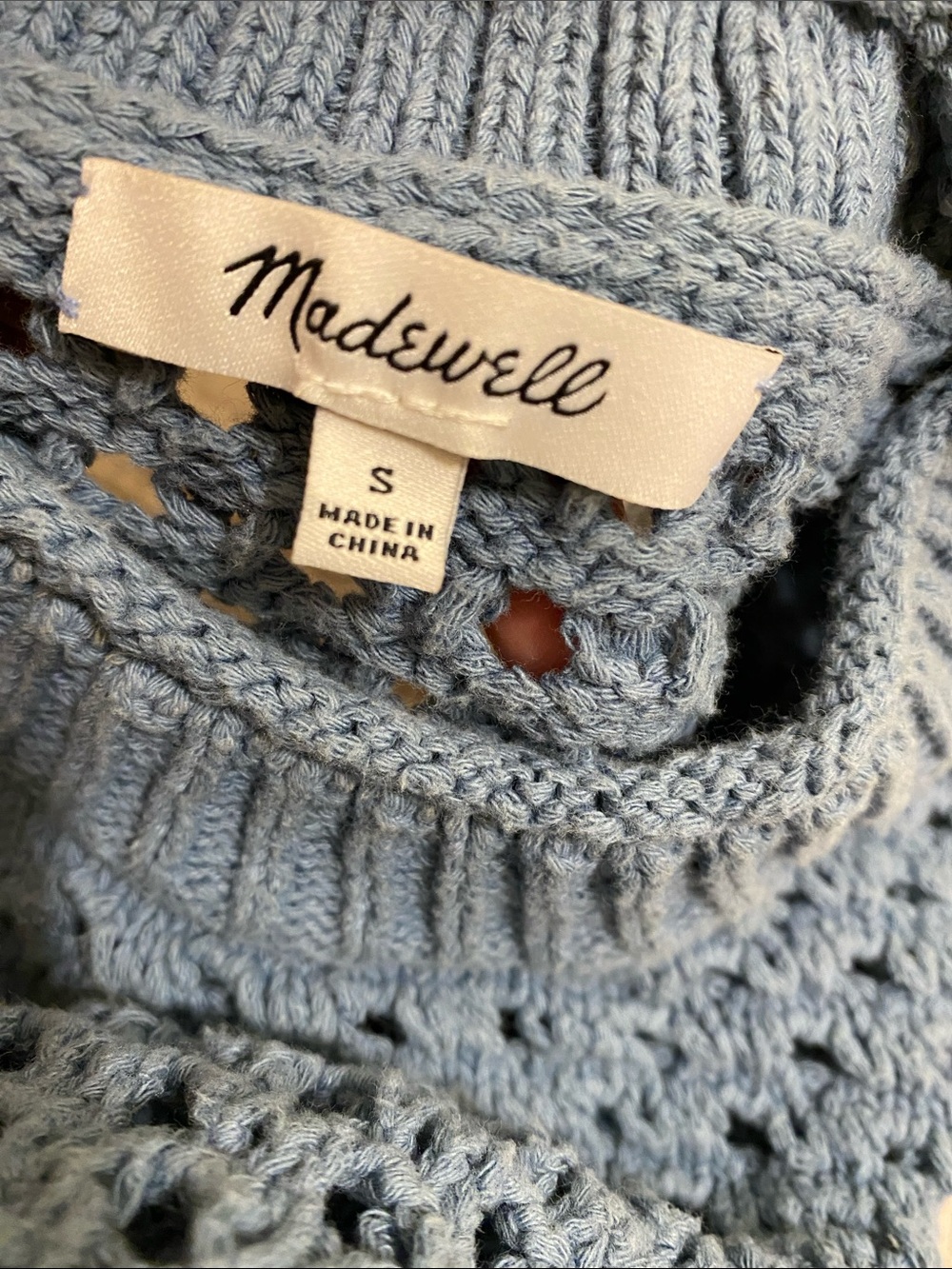 Madewell Blue Crochet Open-Weave Tank Top. Size S. Style NL192 - Picture 3 of 7